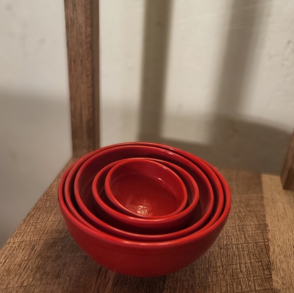 Food Prep Nesting Bowls With Measurements 1/8 Cup To 2 cup Red Melamine Set Of 5 - Picture 4 of 9